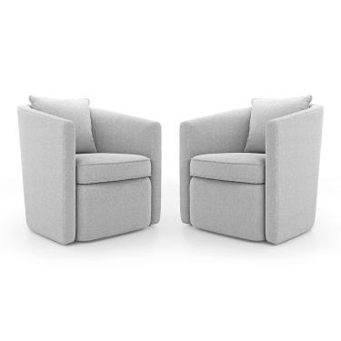 Imagem de Kit 02 Poltronas Decorativas Sala de Estar Aimê Bouclê Cinza Claro - Desk Design