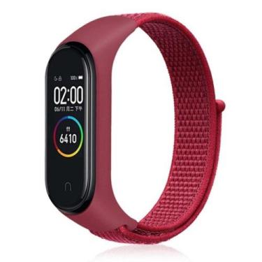 Imagem de Pulseira Nylon Sport Loop Para compativel Xiaomi Miband 3 / 4 Vermelha