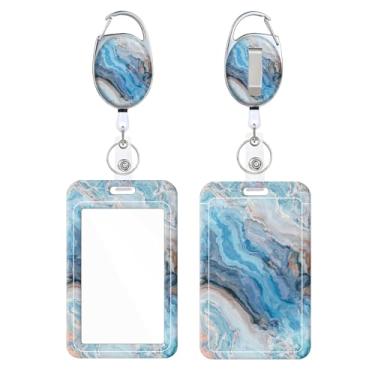 Imagem de Porta-crachá retrátil, lindo padrão de impressão, carretel de crachá com chaveiro, etiqueta de nome, protetor de cartão de identificação vertical para enfermeira, professor de medicina, estudante