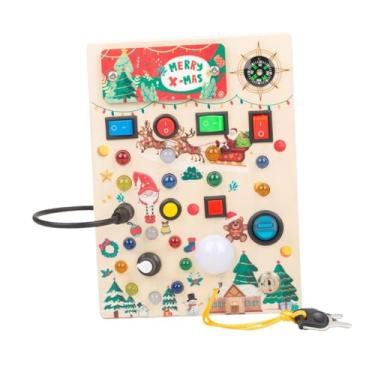 Imagem de menolana Quadro de atividades com LED Montessori Brinquedo sensorial Brinquedo de desenvolvimento Interruptor de alternância Educacional para meninos Meninas