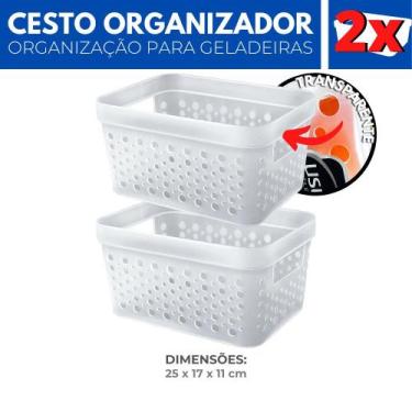 Imagem de Kit 2 Organizador Geladeira Cesto Transparente Cozinha 4 L - Usual Uti