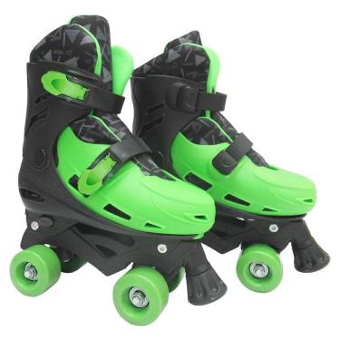 Imagem de Patins Roller Verde De Plástico Ajustável Numeração Do 33 Ao 36