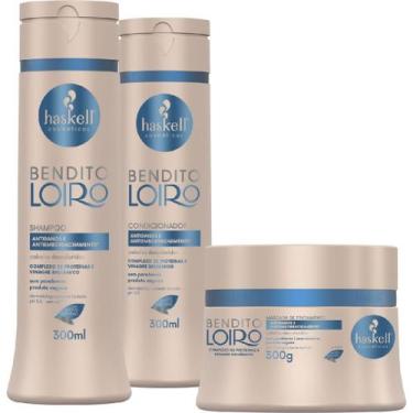 Imagem de Kit Haskell Bendito Loiro Shampoo Condicionador 300ml Máscara Tratamen