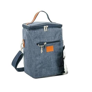 Imagem de Bolsa TéRmica Para 4 Garrafas Ou 2 Garrafas + 2 TaçAs - Ideal Para Vinho, Cerveja, Gin E Champanhe, Wine Bag Cooler Com EspaçO Para TaçAs(JEANS)