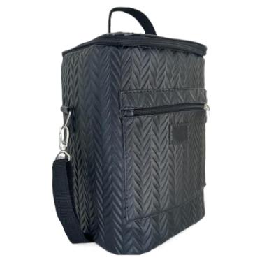Imagem de Bolsa TéRmica Para 4 Garrafas Ou 2 Garrafas + 2 TaçAs - Ideal Para Vinho, Cerveja, Gin E Champanhe, Wine Bag Cooler Com EspaçO Para TaçAs(BLACK)