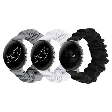 Imagem de GTHY Pulseira Scrunchie compatível com Google Pixel/Pixel 2/Pixel3 de 41 mm, para mulheres e meninas, pulseiras com estampa de tecido elástico, pulseira de relógio de tecido macio, Lagree e pequena