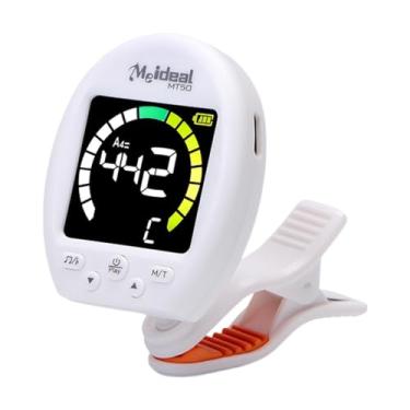 Imagem de menolana Afinador de guitarra com clipe para iniciantes, afinador portátil recarregável por USB com precisão rápida para baixo, violino, viola, violoncelo, Branco
