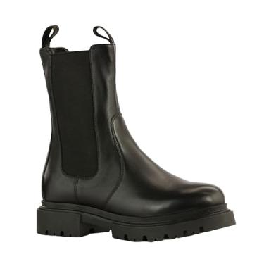 Imagem de JATAREA Bota feminina de couro autêntico – Preta | Botas Chelsea acolchoadas modernas para mulheres | Sapatos confortáveis de cano baixo com sola sintética | Longa duração e uso o dia todo, Jatarea Alo - Preto, 9.5