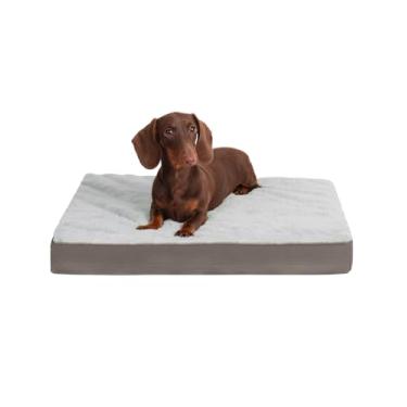 Imagem de KSIIA Cama ortopédica para cães, à prova d'água, para cães pequenos, de pelúcia, lavável, com espuma para ovos e capa removível, 43 x 30 cm, cinza