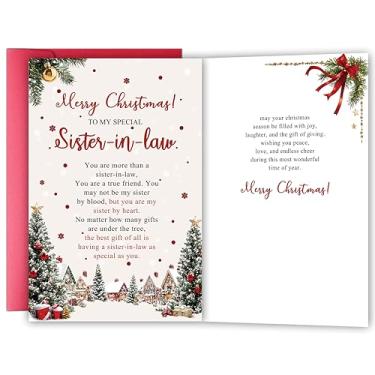 Imagem de YIWANSIN Cartão de Natal para cunhada, cartão de felicitações de férias sincero da família do irmão, cartões de Natal especiais de presente para cunhada