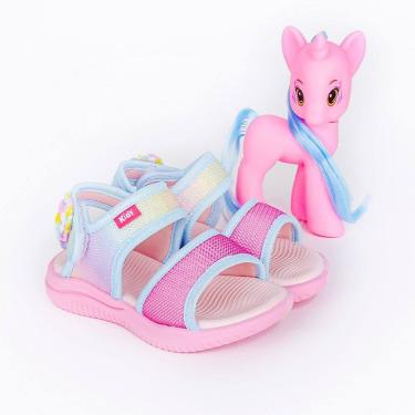 Imagem de Sandália Papete Infantil Kidy Ultra Leve Azul Rosa Unicórnio