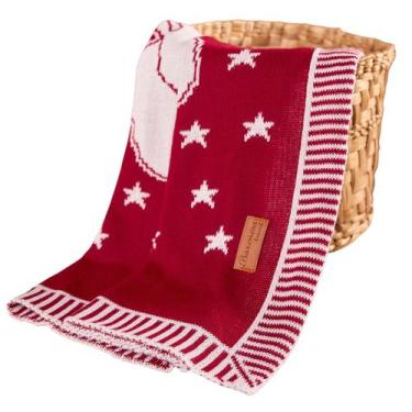 Imagem de Manta Cobertor Bebê Nana Neném Jacard - Baronesa Tricot, Vermelho
