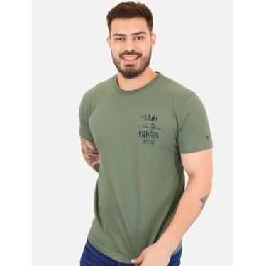 Imagem de Camiseta Tommy Hilfiger Masculina Inverse Climate Tee Logo Verde, M/M