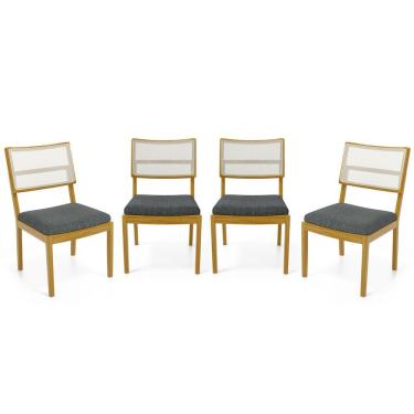 Imagem de Kit Com 4 Cadeiras Milena Madeira Maciça Assentos Estofados Encostos De Tela Sintética Linho Chumbo 406
