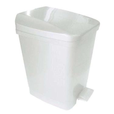 Imagem de Lixeira Plástica Quadrada 9 Litros Com Pedal Branco - Altura 28cm - Metasul