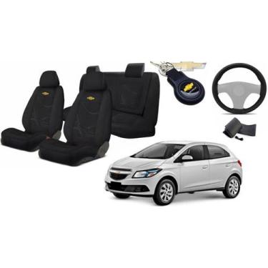 Imagem de Kit Moderno Capas Tecido para Bancos Onix 2013 a 2017 + Volante + Chav