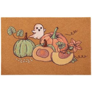 Imagem de SAKSUN Tapete de porta de entrada externa: tapete de porta de outono capacho de fibra sintética 43 x 76 cm para entrada ao ar livre - tapetes antiderrapantes fofos engraçados para Halloween - Welcome