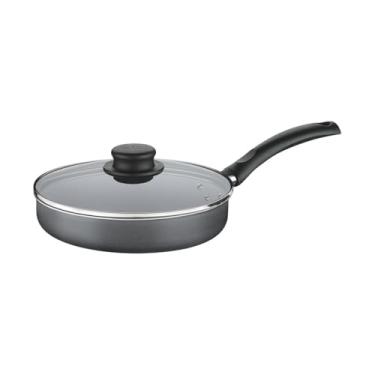 Imagem de Frigideira Reta Tramontina Turim em Alumínio com Revestimento Interno e Externo Antiaderente Starflon Max Cinza com Tampa de Vidro 22 cm 1,7 L