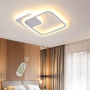 Imagem de Luminária de teto embutida para sala de estar, sala de jantar, quarto, luminária decorativa regulável com controle remoto, lustre de acrílico com design quadrado moderno de LED para iluminaç