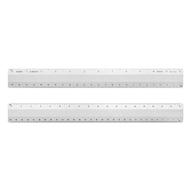 Imagem de Alumicolor Escala de régua engenheiro de 30,48 cm com 4 design biselado para desenho, elaboração e engenharia, calibrações divididas por 10, 20, 30, 50 peças por polegada, prata