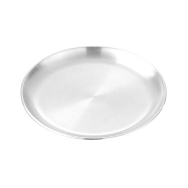 Imagem de SEEK RARE Bandejas decorativas de aço inoxidável de 36 cm, bandejas redondas de sobremesa para cozinha, festa de casamento, mesa de café, prata