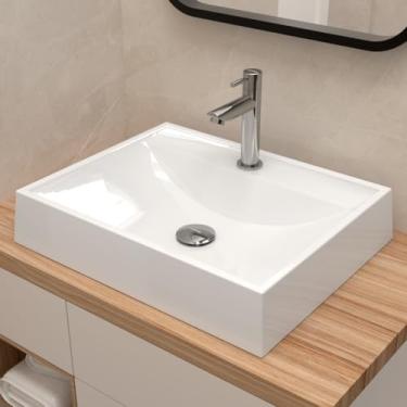 Imagem de Cuba Pia de Apoio Sobrepor Retangular 50x40 Branca Banheiro Lavabo Beltempo BT-2171