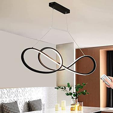 Imagem de Luminária pendente de mesa de jantar moderna LED 53W regulável com controle remoto Luminária suspensa para sala de jantar Altura ajustável Lustre para lâmpada de mesa de jantar, lâmpada de s