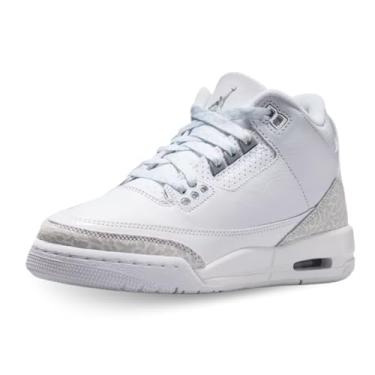 Imagem de Jordan 3 Tênis infantil retrô branco/prata metálico por Jordan, Branco/prata metálico e branco, 6.5Y