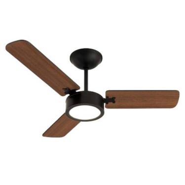Imagem de Ventilador De Teto Super Delta Led Preto 3 Pás MDF Mogno Led 18W 6500K
