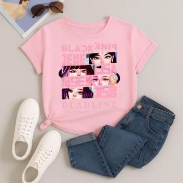 Imagem de Camiseta 100% Algodão Estampada Blackpink Quadrinhos 613 Look Estiloso