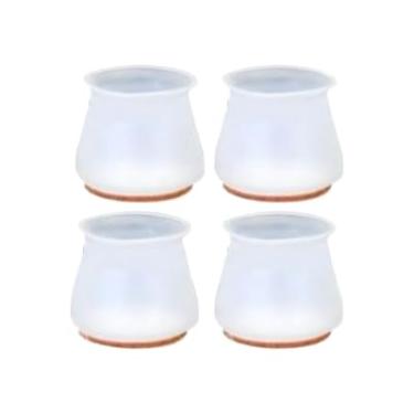 Imagem de Protetores de Silicone Feltro Pés de Cadeira Mesa Redondos Anti-risco Antirruído Protetor(16,Branco)