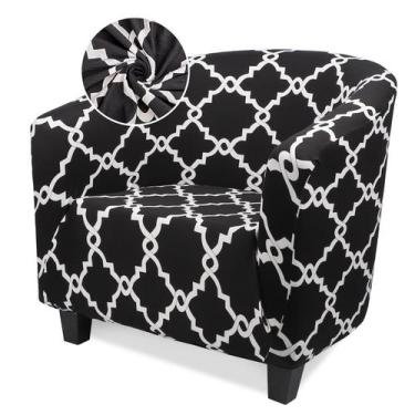 Imagem de Capa de cadeira Treaful Club Stretch preta/branca para cadeira Barrel