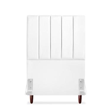 Imagem de Cabeceira De Solteiro Carla 100 cm Com Frame Em Couro Branco - Tifanny