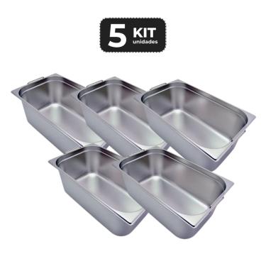 Imagem de Kit 5 Cuba Com Alca Inox 1/1 Gn 150 Para Buffet