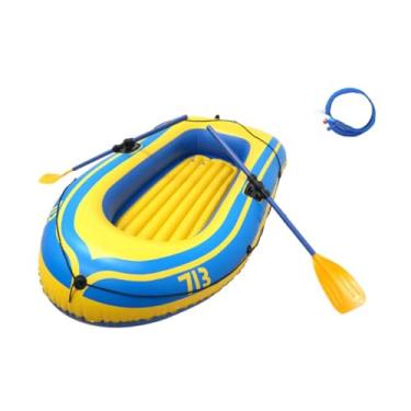 Imagem de oshhni Conjunto de caiaque inflável para barco, verão, ao ar livre, PVC super resistente, remos de barco, serviço pesado, flutuante, caiaque para, Amarelo