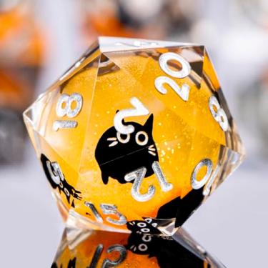 Imagem de ORIFANTOU DND Cat Dice Set Green Sharp Edge Dice with Box, RPG D and D Dice Dungeons Dragons Role Playing Game Polyhedral Resin Dice Set D20 D12 D10 D8 D6 D4