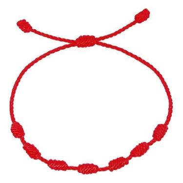 Imagem de Pulseira Kabbalah 7 Nós Vermelho – Proteção e Força Espiritual | Amuleto Contra Energias Negativas | Ajustável, Artesanal e Símbolo de Equilíbrio e Poder