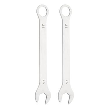 Imagem de HARFINGTON 2 chaves combinadas superfinas de 17 mm, caixa métrica de 12 pontos e chave inglesa de extremidade dupla de aço inoxidável de extremidade aberta para reparo de móveis de tubos automotivos