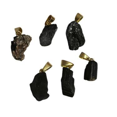 Imagem de Kit 10 Pingente de Turmalina Bruta Pedra De Proteção - Lótus Bijuteria