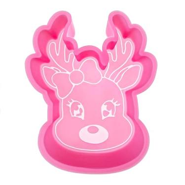 Imagem de (Design 300 opcionais) MUBYOK M543 Rena de Natal com laço Molde Freshie de silicone para assar contas aromáticas suprimentos de carro Freshie