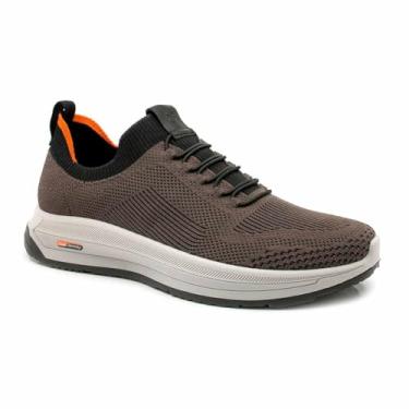 Imagem de Tênis Masculino Knit Etron Elástico Sem Cadarço Ferricelli (Jaguar/Preto/Laranja, BR, Adulto, Numérico, 44)