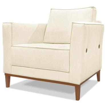 Imagem de Poltrona Decorativa Balli 1 Lugar Pes Madeira Linho Perola Ezz Perola 