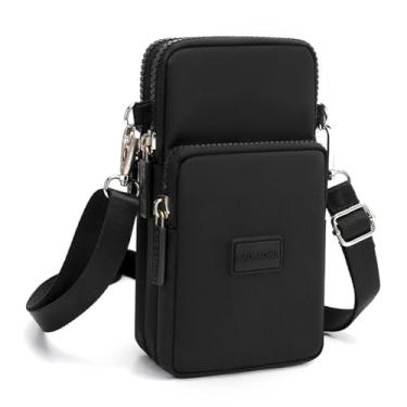 Imagem de Bolsa transversal para celular feminina, mini bolsas para celular, carteira de pulso, bolsa de ombro, bolsa de braço bolsa de viagem, Preto, Large, Bolsa transversal pequena