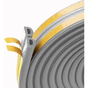 Imagem de Fita excluidora de 10 metros para janela de porta, fita autoadesiva contra o clima, fita de espuma de vedação contra a corrente fria, anticolisão, à prova de som, impermeável, cinza à prova de poeira