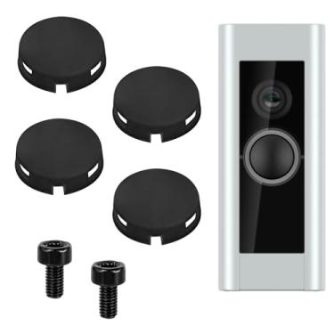 Imagem de 2 conjuntos de kits de botões de campainha, 4 peças de capas de silicone e 2 peças de parafusos de metal, resistentes a raios ultravioleta e à prova d'água, substituição de botão de campainha