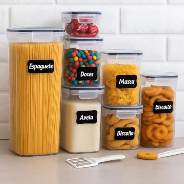 Imagem de Kit 8 Potes Herméticos com Tampa Vedante, Livre de BPA – Organizadores Porta Alimentos, Grãos e Mantimentos, Ideais para Cozinha, Despensa e Armário, Potes Transparentes com Vedação Total