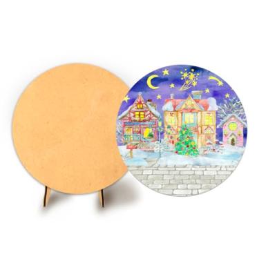 Imagem de Painel Redondo 50cm C Elastico Natal + Suporte MDF (NAT095)