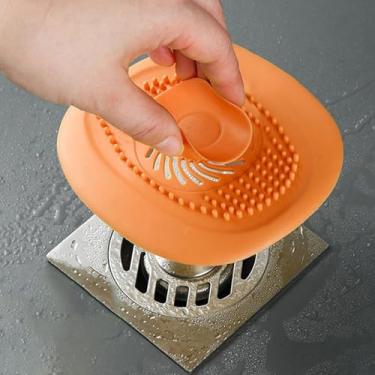 Imagem de 1 ralo antientupimento de silicone, filtro de ralo de pia de cozinha, protetor de cabelo para tela de filtro de pia de banheiro, laranja