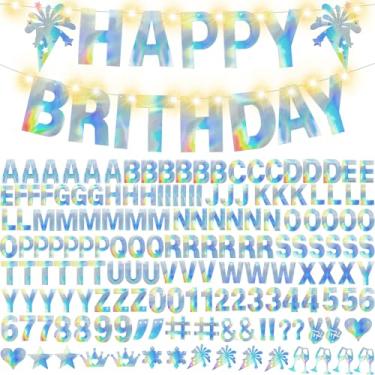 Imagem de 175 pçs kit de banner personalizável com glitter DIY letras personalizadas DIY letras de feliz aniversário 0-9 números crianças chá de bebê banner personalizado casamento festa de aniversário