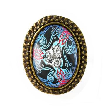 Imagem de Anel de corvo - arte celta irlandesa, pulseira ajustável de prata ou bronze antigo, bijuteria oval artesanal - 324, Adjustable, Metal, Sem pedra preciosa